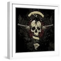 Raven Skull Collage-vectorbomb-Framed Art Print