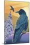 Ravens and Sunset-Lantern Press-Mounted Art Print