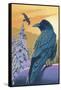 Ravens and Sunset-Lantern Press-Framed Stretched Canvas