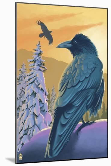 Ravens and Sunset-Lantern Press-Mounted Art Print