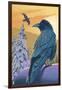 Ravens and Sunset-Lantern Press-Framed Art Print