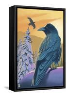 Ravens and Sunset-Lantern Press-Framed Stretched Canvas