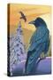 Ravens and Sunset-Lantern Press-Stretched Canvas