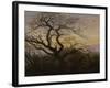 Ravens in a Tree (Bare Tree at the Coast of Ruegen, Or: Rookery on the Island Ruegen), about 1822-Caspar David Friedrich-Framed Giclee Print