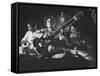 Ravi Shankar Passionately Playing the Sitar-Paul Schutzer-Framed Stretched Canvas