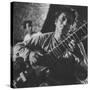 Ravi Shankar Passionately Playing the Sitar-Paul Schutzer-Stretched Canvas