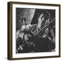 Ravi Shankar Passionately Playing the Sitar-Paul Schutzer-Framed Premium Photographic Print