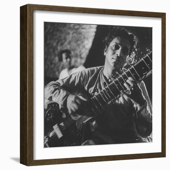 Ravi Shankar Passionately Playing the Sitar-Paul Schutzer-Framed Premium Photographic Print