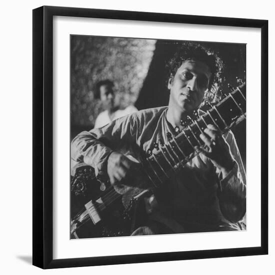 Ravi Shankar Passionately Playing the Sitar-Paul Schutzer-Framed Premium Photographic Print