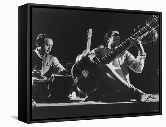 Ravi Shankar Playing at United Nations Concert-Loomis Dean-Framed Stretched Canvas