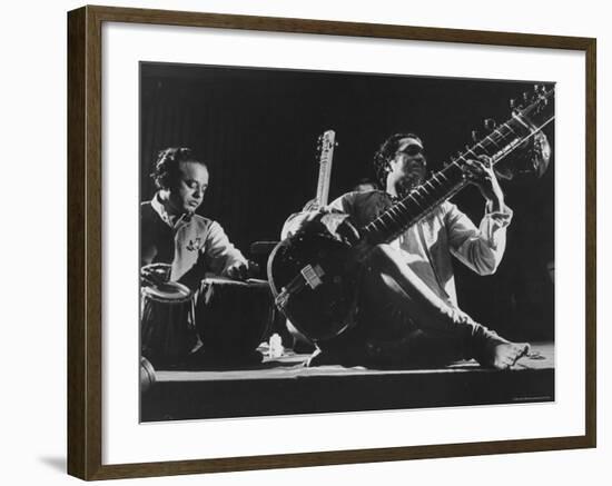 Ravi Shankar Playing at United Nations Concert-Loomis Dean-Framed Premium Photographic Print