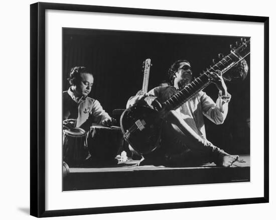Ravi Shankar Playing at United Nations Concert-Loomis Dean-Framed Premium Photographic Print