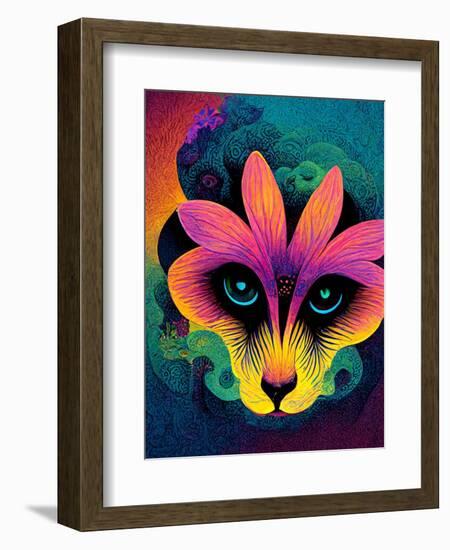 Raw Flower Fox-null-Framed Art Print