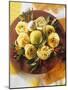 Raw Noodle Nests with Lime Chilis and Bay Leaves-null-Mounted Photographic Print