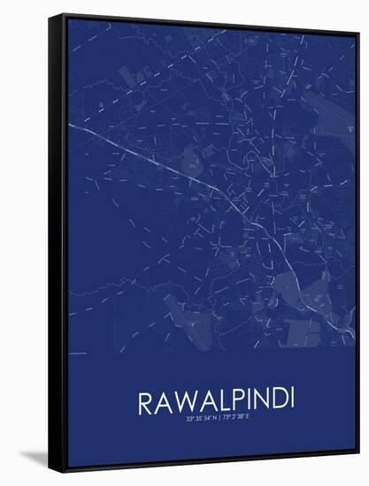 Rawalpindi, Pakistan Blue Map-null-Framed Stretched Canvas