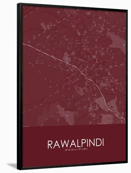 Rawalpindi, Pakistan Red Map-null-Framed Poster