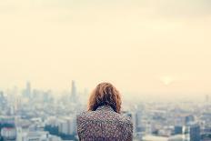 Blonde Woman at a Rooftop with Pretty View-Rawpixel com-Photographic Print
