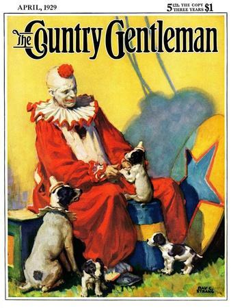 "Circus Clown and Show Dogs," Country Gentleman Cover, April 1, 1929