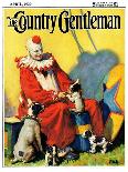 "Circus Clown and Show Dogs," Country Gentleman Cover, April 1, 1929-Ray C. Strang-Framed Giclee Print