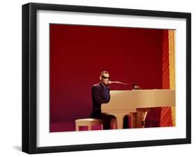 Ray Charles at White Piano-null-Framed Photo
