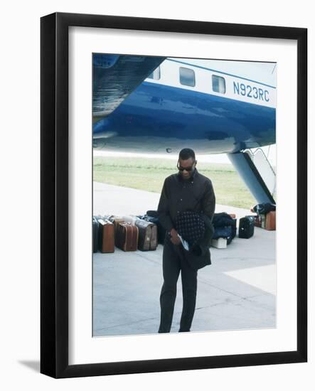 Ray Charles Beside His Private Jet-null-Framed Photo