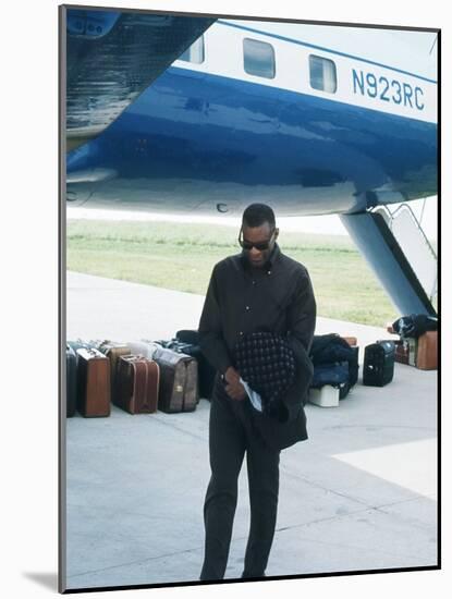 Ray Charles Beside His Private Jet-null-Mounted Photo
