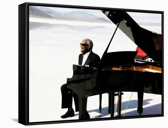 Ray Charles Filming a Peugeot Commercial, 1994-null-Framed Stretched Canvas