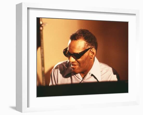 Ray Charles in the Recording Studio-null-Framed Photo