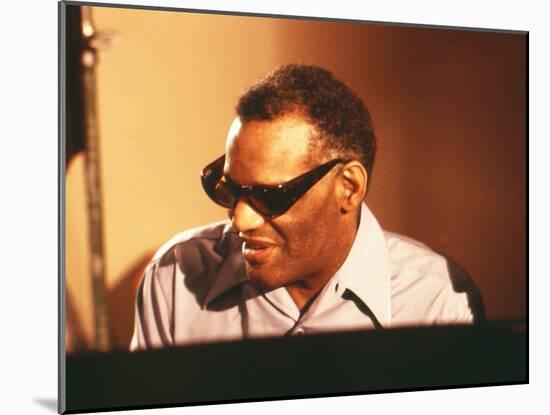 Ray Charles in the Recording Studio-null-Mounted Photo