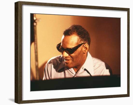 Ray Charles in the Recording Studio-null-Framed Photo