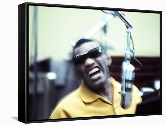 Ray Charles in the Recording Studio-null-Framed Stretched Canvas