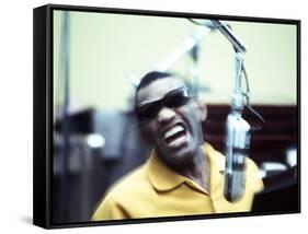 Ray Charles in the Recording Studio-null-Framed Stretched Canvas