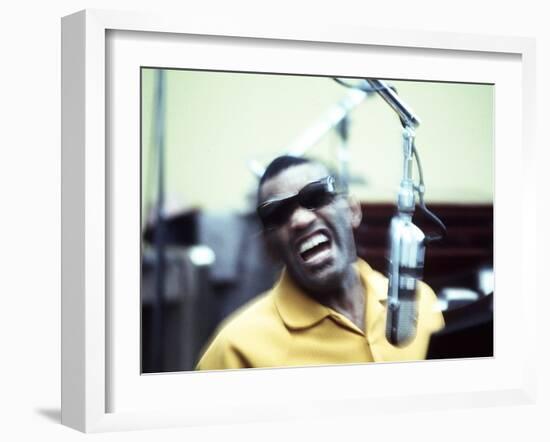 Ray Charles in the Recording Studio-null-Framed Photo