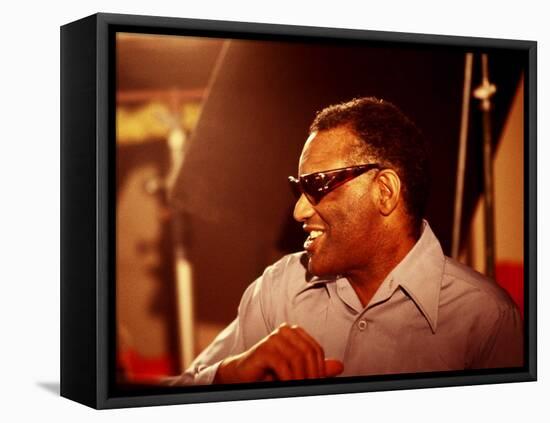 Ray Charles in the Recording Studio-null-Framed Stretched Canvas