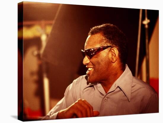 Ray Charles in the Recording Studio-null-Stretched Canvas