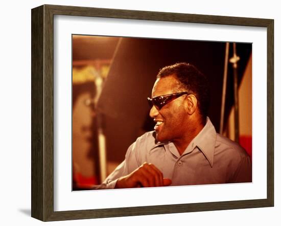 Ray Charles in the Recording Studio-null-Framed Photo