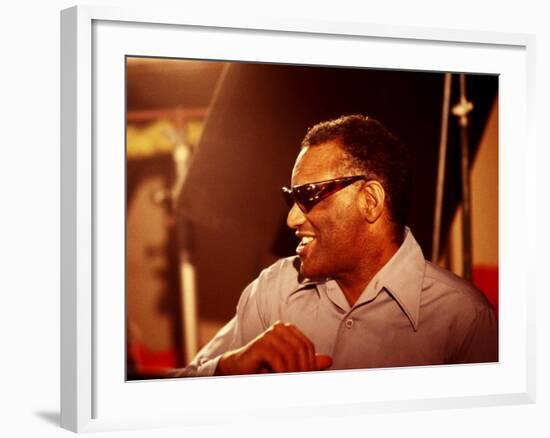 Ray Charles in the Recording Studio-null-Framed Photo