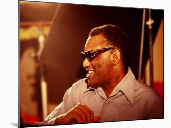 Ray Charles in the Recording Studio-null-Mounted Photo