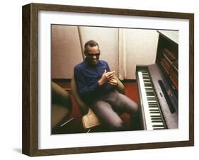 Ray Charles in the Recording Studio-null-Framed Photo