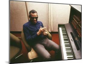 Ray Charles in the Recording Studio-null-Mounted Photo