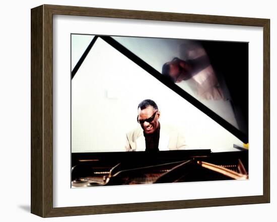 Ray Charles in the Studio at RPM International, Los Angeles-null-Framed Photo