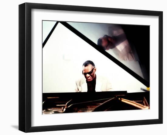 Ray Charles in the Studio at RPM International, Los Angeles-null-Framed Photo