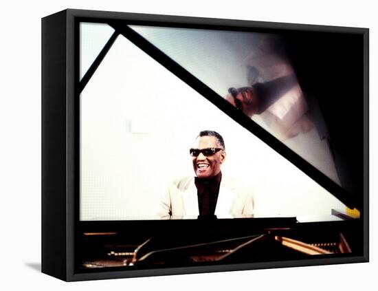 Ray Charles in the Studio at RPM International, Los Angeles-null-Framed Stretched Canvas