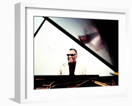 Ray Charles in the Studio at RPM International, Los Angeles-null-Framed Photo