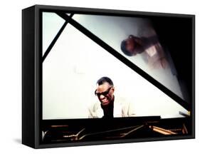 Ray Charles in the Studio at RPM International, Los Angeles-null-Framed Stretched Canvas