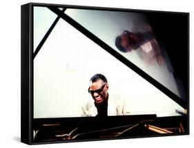 Ray Charles in the Studio at RPM International, Los Angeles-null-Framed Stretched Canvas