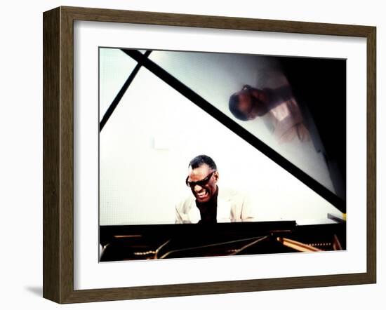 Ray Charles in the Studio at RPM International, Los Angeles-null-Framed Photo