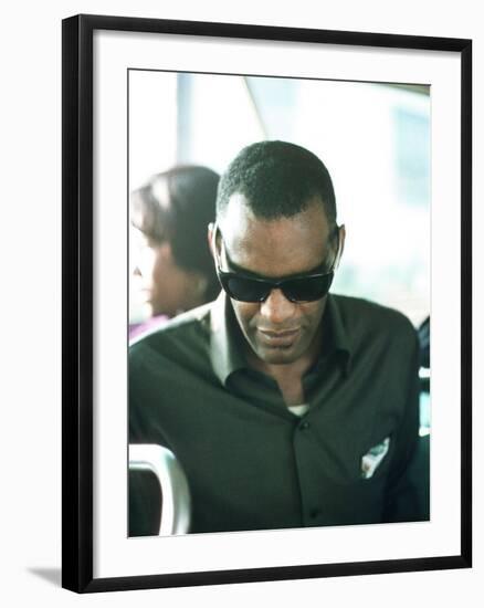 Ray Charles on Tour Bus-null-Framed Photo