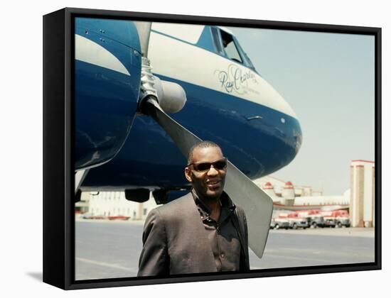 Ray Charles Outside His Private Jet-null-Framed Stretched Canvas