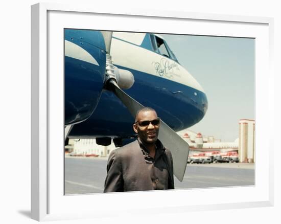 Ray Charles Outside His Private Jet-null-Framed Photo